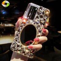 ▣ S21 FE Crystal Rhinestone Case DIY Samsung galaxy A52 A72 5G A32 4G M20 S Makeup Mirror Cases Telefon Coque DIY Galaxy M62 F52