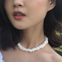 หอย Choker สร้อยคอปรับสีขาวหอยมือเสือเปลือกหอยฮาวายเครื่องประดับชายหาดฤดูร้อน