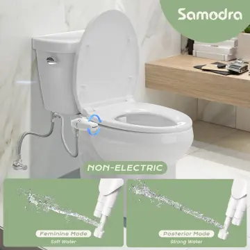 SAMODRA Ultra-Slim Bidet Attachment, Non-Electric Dual Nozzle (Frontal &  Rear Wash) Adjustable Water Pressure Fresh Water Bidet Toilet Seat  Attachment