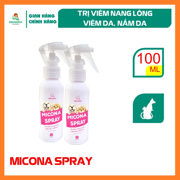 Vemedim Micona Spray trị viêm nang lông, viêm da, nấm da cho chó, mèo