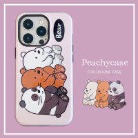 หมี Bare Bears หมีกริซลี่แพนด้าเคสโทรศัพท์น้ำแข็งสำหรับ iPhone 15 14 13 12 Pro Max 11ฮาร์ดพีซี2 In 1ปลอกทนต่อแรงกระแทกฝาหลังถอดออกได้