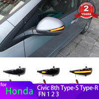 2x รมควัน LED แบบไดนามิกไฟเลี้ยวด้านข้างกระจกกระพริบสำหรับ Honda Civic MK8 8th Hatchback 3ประตู5ประตู Type-S Type-R 05-12