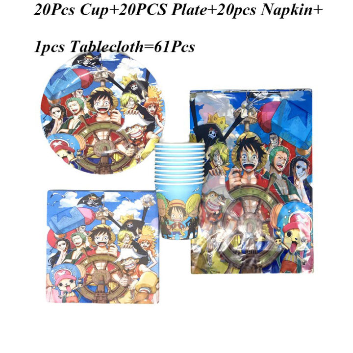 ONE PIECE Birthday Party Supplies Cake Dish Plate Cup Napkin Disposable Tableware Party Favor Decoration For 20 Person Party
