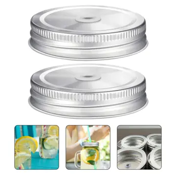 Universal Mason Jar Lids With Straw Hole 70mm Diameter Drinking Storage Cap  Wide Mouth Leak Proof