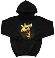 Giraffe Face Kids Sponge Fleece Hoodie - Animal Print Kids Hoodie - Cartoon Hoodie for Kids