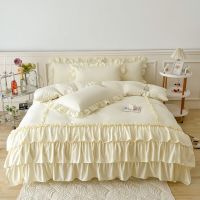 Bed Linen Elegant Bedding Sets Luxury Princess Cotton Ruffle Duvet Cover Set Bed Skirt and Pillowcases Comforter Bedding Sets