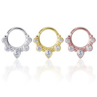 PiercingRoomByJay,  Teardrop CZ Clicker Hoop  ห่วงเพชรหยดนำ้ เงินแท้