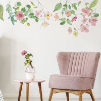 Water Colorful Flowers Wall Sticker Bed Room Living Room House Decoration Removable Wall Sticker For Girls Room Decoration