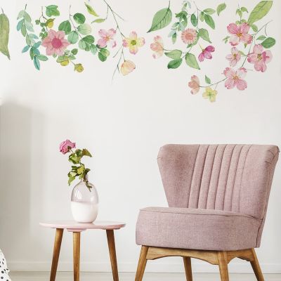 Water Colorful Flowers Wall Sticker Bed Room Living Room House Decoration Removable Wall Sticker For Girls Room Decoration