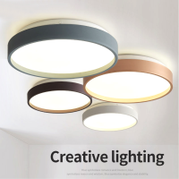 Modern and simple round bedroom ceiling lamp Nordic LED restaurant lighting ho coffee house RC dimmable ceiling lighting