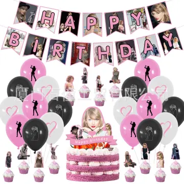 Taylor Swift Happy Birthday Decor: Banner, Cake & Cupcake Toppers,  Balloons,Eras