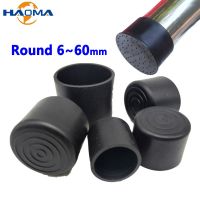 6-60mm Black Round PVC Foot Pads Table Chair Leg Caps Non-slip Feet Dust Cover Socks Floor Protector Steel Pipe Tube Bolt Plugs