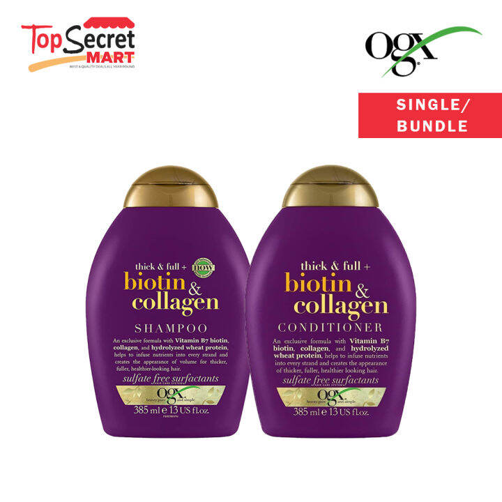 OGX Biotin & Collagen Shampoo / Conditioner 385ml [Single/Bundle] Lazada Singapore