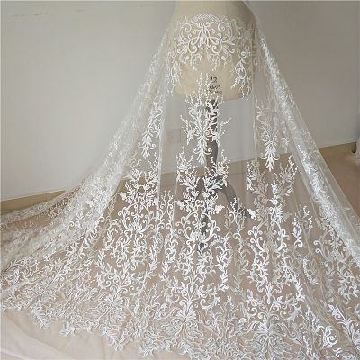 1 Yard Embroidery Lace Applique Flower Fabric Lace Trim Sew Collar Patch Wedding Gown Bridal Dress DIY For Bridal Dress Wedding Dress