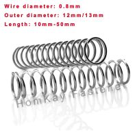 10/20/30/50 Pcs 304 Stainless Steel Compression Spring WD 0.8mmxOD 12mm/13mmxLength 10mm 50mm Release Pressure Spring