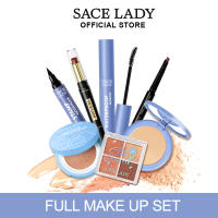 SACE LADY ชุดแต่งหน้ากันน้ำ 7PCS【บีบี คุชชั่น + แป้งอัดแข็ง + อายแชโดว์ + ลิปสติก + อายไลเนอร์ + ดินสอเขียนคิ้ว + มาสคาร่า】