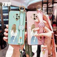 สายรัดข้อมือ YBD เคสสำหรับ Vivo โทรศัพท์ S1 Pro เคส S1pro พร้อมด้วยเคสสีลูกอม X50ชุบโลหะด้วยไฟฟ้า Vivo ฟรีสายคล้องพร้อมการป้องกันกล้องที่แม่นยำ