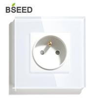 Bseed เต้าเสียบปลั๊กไฟแบบฝรั่งเศสเต้ารับเดี่ยวของตกแต่งบ้านคู่หน้าจอโทรศัพท์เต้าเสียบฝังผนังสีขาวสีดำ