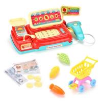 Children Pretend Play Calculator Cash Register with Music and Light Simulation Cashier Counter Play House Toy for Boys and Girs
