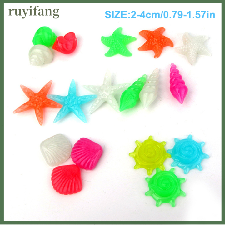 ruyifang-10pcs-สีสันสดใสเรืองแสงหินปลาดาวหอยสังข์รูปเปลือกปลาตารางทางเดินสวนพิพิธภัณฑ์สัตว์น้ำตกแต่งสระว่ายน้ำภูมิทัศน์