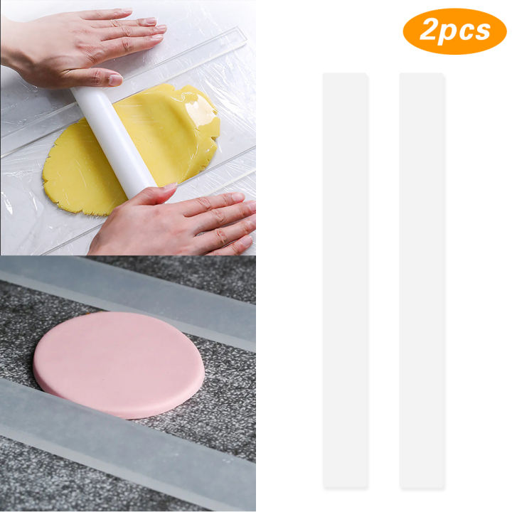 2Pcs Acrylic Biscuit Cake Rolling Tool Balance Ruler Fondant Icing Biscuit  Thickness Ruler Biscuit Smoother Baking Accessories