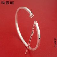 Red square smooth solid Ellie 999 fine silver bracelet for women fashion simple personality in Europe and the cold wind