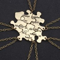 6 Piece Set / Best Friend Necklace For Women Fashion Bronze Irregular Geometric Pendant Men And Women Friendship Jewelry