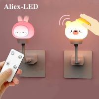 ۩ LED Chlidren USB Night Light Cute Cartoon Night Lamp Bear Remote Control for Baby Kid Bedroom Decor Bedside Lamp Gift