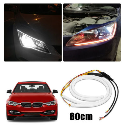 ไฟวิ่งเดย์ไลท์สำหรับรถยนต์2ชิ้น,ไฟเลี้ยวแถบไฟกระพริบไฟหน้าไฟ LED ต่อเนื่องสำหรับ BMW 3 5ชุด E60 E36 E39 E53 E46 E70 E71 E82 E87 E89 E91 E93 E92