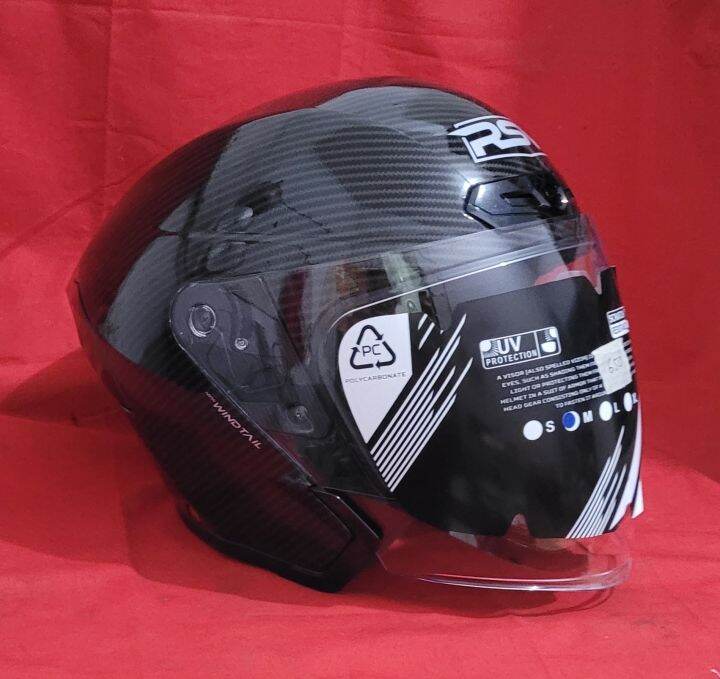 HELM RSV HALF FACE NEW WINDTAIL CARBON GLOSSY Lazada Indonesia