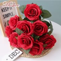 9 Heads Artificial Alice Rose Bouquet Fake Flowers Wedding Home Table Decor