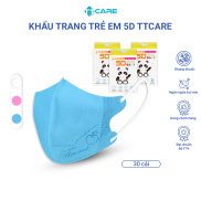 Combo 3 Khẩu Trang Cho Bé 3 Lớp TTCARE - 5D BABY Màu Trơn Dễ Thương - HỘP