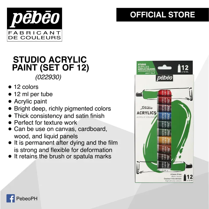 PEBEO Studio Acrylic Paint | Set Of 12 | 12 Ml | 668700 668200 | Lazada PH