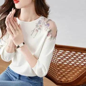 White on sale embroidered sweater