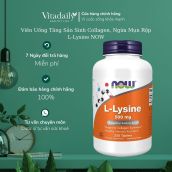 Viên Uống Tăng Sản Sinh Collagen, Ngừa Mụn Rộp L-Lysine 500mg - 1000mg NOW