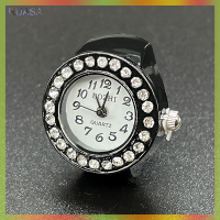 RUASA นาฬิกาแหวนโบราณ1ชิ้นแหวนยืดได้แบบพังค์นาฬิกาควอตซ์สำหรับผู้หญิงผู้ชายเครื่องประดับกระเป๋าคู่ฮิปฮอป