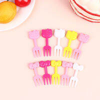 KA 10pcs MINI Kawaii สัตว์การ์ตูนส้อมผลไม้เด็กขนมเค้กอาหารผลไม้หยิบไม้จิ้มฟันป้าย Bento lunches