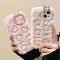 INS Plush Hairy Embroidered Love Heart Phone Case For iPhone 14 Pro Max Plus 13 Pro Max 12 Pro Max 11 Pro Max Shockproof Phone Cover Winter Warm Phone Casing With Cute Monster Lens Protection Shell Top Seller