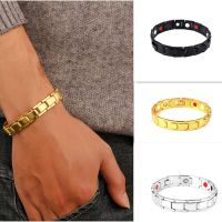 AOMU 2022 Hot sell Punk Detachable Magnet Chain Bracelet Personality Mens Cuff Wristband Biker Motorcycle Black Bangle Uni