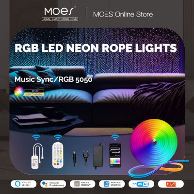 MOES Wifi สมาร์ท LED Neon Light Strip RGB สี Led เทปโคมไฟสำหรับ Backlight, Home Party Decor ทำงานร่วมกับ Alexa Home EU