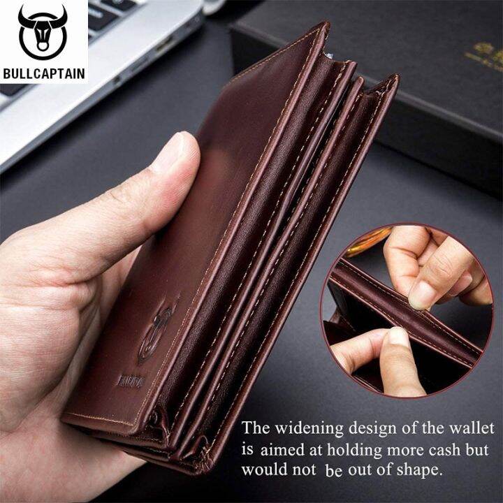 layor-wallet-bullcaptain-ใหม่-rfid-ผู้ชาย39-s-กระเป๋าสตางค์หนังสั้นแนวตั้งหัวรถจักรอังกฤษที่เดินทางมาพักผ่อนแพคเกจบัตรมัลติฟังก์ชั่กระเป๋าสตางค์หนัง