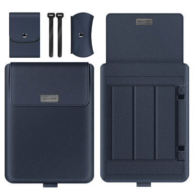 4 In 1 แล็ปท็อปแขนยืนกระเป๋าหนังPUสำหรับ 11 12 13 14 15 16 นิ้วแล็ปท็อปMacbook Pro Air Asus Lenovo Dellสำหรับผู้หญิงผู้ชายกระเป๋าถือกันน้ำ