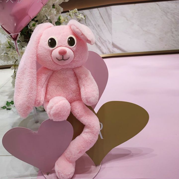 tiktok-xiaohong-สินค้าใหม่แบบเดียวกันตุ๊กตากระต่ายดึงหูของเล่นตุ๊กตากระต่ายแดดขายาวขายาวหูยาวยืดได้