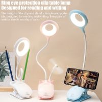 【CC】 360° Table Lamp with Clip Stepless Dimming Led Desk Rechargeable Bedside Night for Study Reading Office