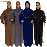 Traditional Prayer Garment Islamic Muslim Women 2 PCS Hijab Abaya Ramadan Sets Arab Headscarf Burqa Robe Jilbab Worship Dress