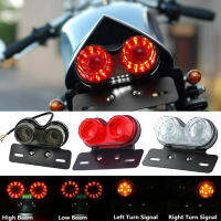 1pcs Motorcycle LED Brake Tail Light Turn Signal License Plate Black For Cafe Racer