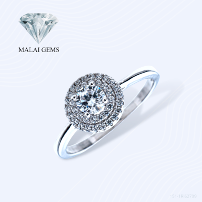 Malai Gems แหวนเพชร เงินแท้ 925 เคลือบทองคำขาว ประดับเพชรสวิส CZ รุ่น 151-1Rl62709 แถมกล่อง แหวนเงินแท้ แหวนเงิน แหวน