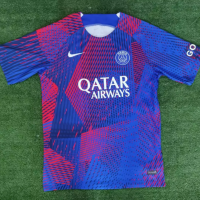 เสื้อยืดสี22/23 Paris Saint-Germain เสื้อสีแขนสั้น Pre-Match วอร์มอัพเครื่องแบบเทรนนิ่ง30 Messi ชุดฟุตบอล