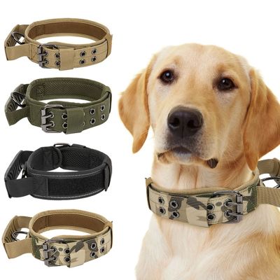 [HOT!] Tactical Nylon Reflective Five Gears Adjustable Dog Collar Outdoor Military Training Dog Neck Ring With Durable Traction Handle