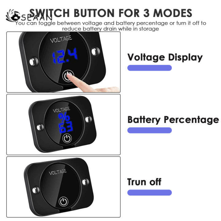 มาตรวัดแรงดันไฟฟ้า12โวลต์2ชิ้นพร้อมสวิตช์สัมผัส-dc12v-แผงเครื่องวัดแรงดันไฟฟ้ากันน้ำ24โวลต์สำหรับรถบรรทุกเรือเรือเดินทะเลเอทีวียูทีวี